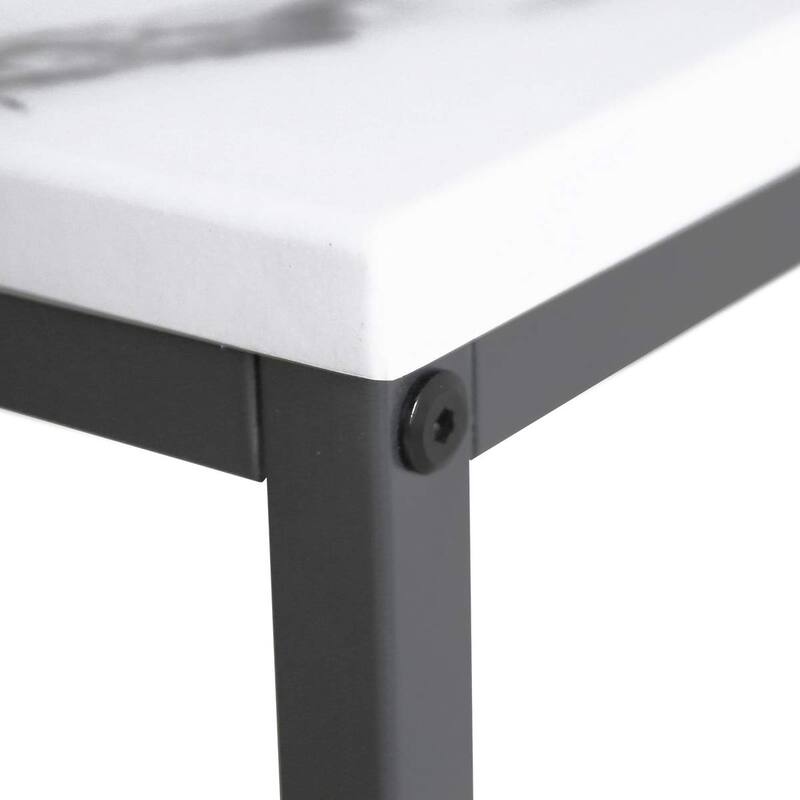 Roomfitters White Faux Marble Console Table, Bar Table for Dining Room, Living Room Sofa Table