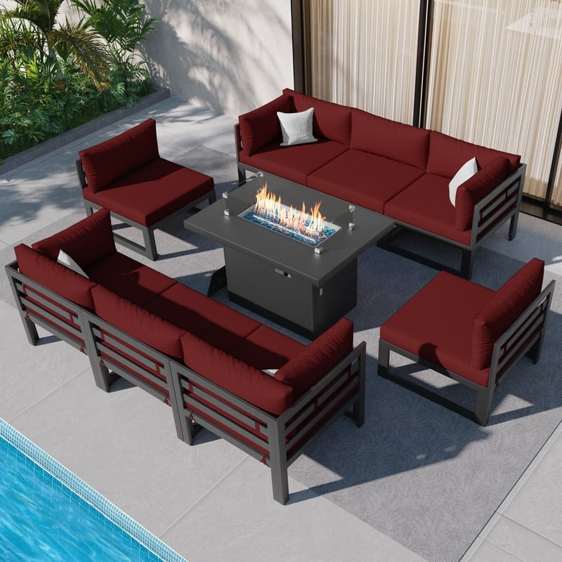 FINCATI Aluminum Outdoor Patio Furniture Conversation Sectional Sofa Set