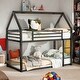 preview thumbnail 1 of 7, Metal Twin over Twin House Shape Bunk Bed Frame with Ladder, Black Black