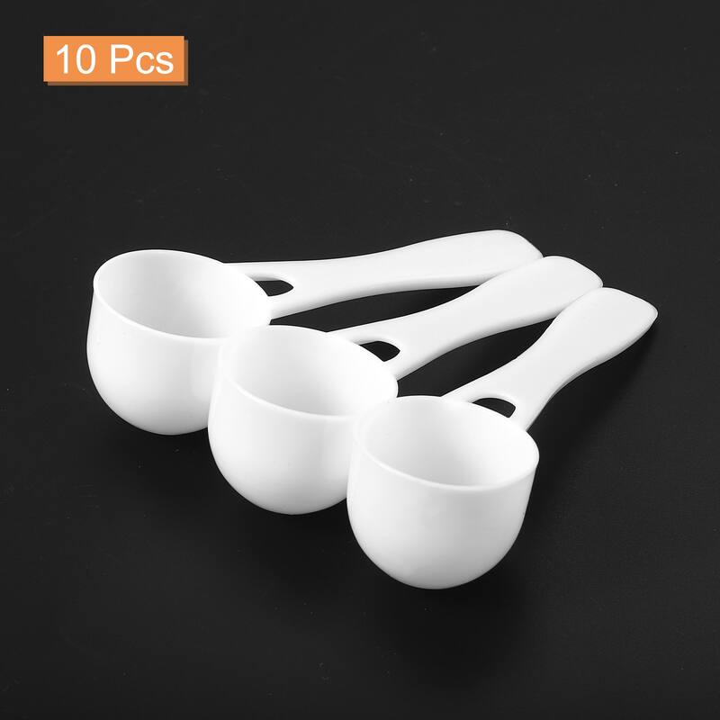 10Pcs Plastic Measuring Spoons Powder Scoops Spoon Kitchen Spoon, 5g White