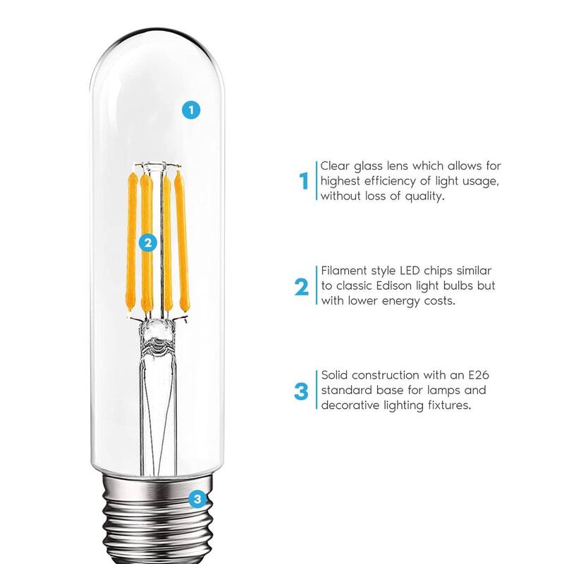 Luxrite T10 LED Bulb, 5W=60W, 4000K Cool White, 500 Lumens, Damp Rated, UL Listed, E26, 6 Pack - 4000K (Cool White)