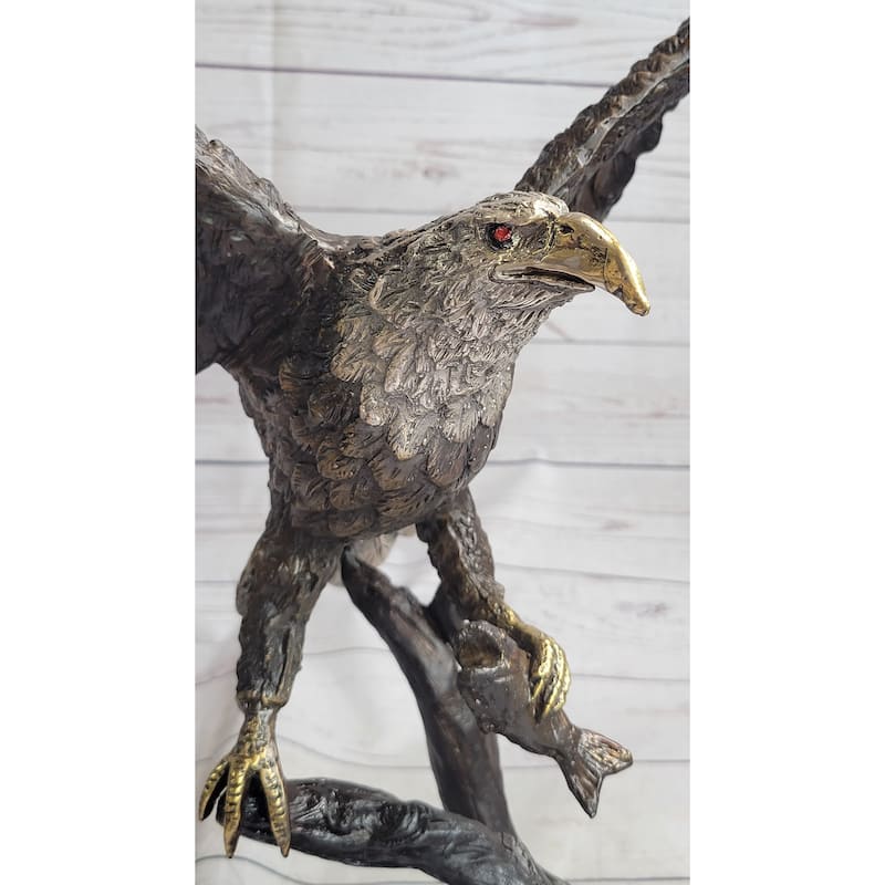 Landing Eagle Bronze Metal Statue Sculpture Indoor Outdoor 23 Inches X 18 Inches