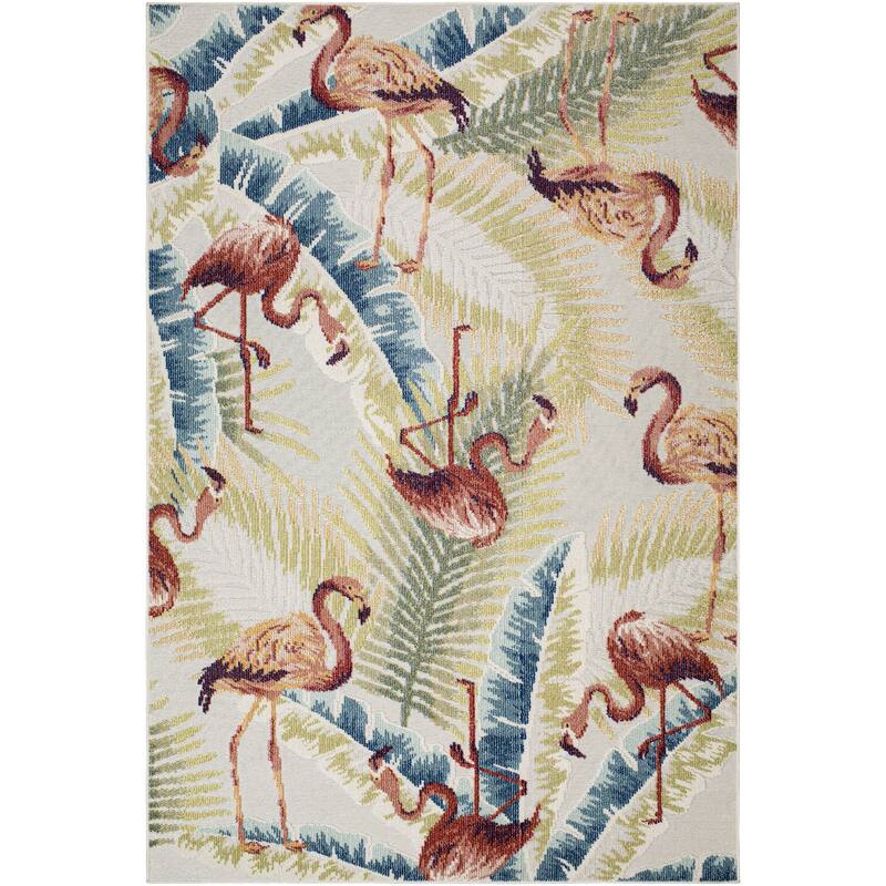 Livabliss Lakeside Tropical Floral Outdoor Area Rug