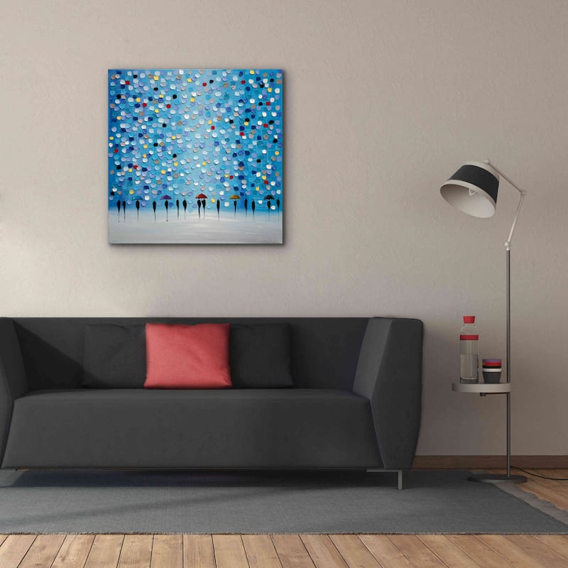Epic Graffiti 'Colorful City Umbrellas' by Ekaterina Ermilkina Giclee Canvas Wall Art
