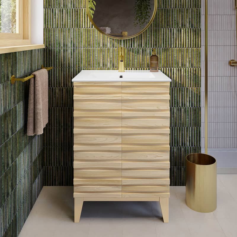 Cascade 24" Bathroom Vanity In Natural Oak