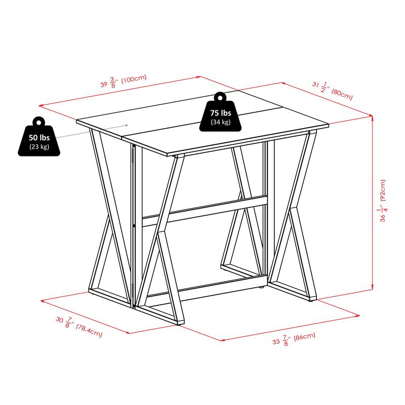 3-Pc Drop Leaf Table with Cushion Saddle Seat Counter Stools, Walnut and Black