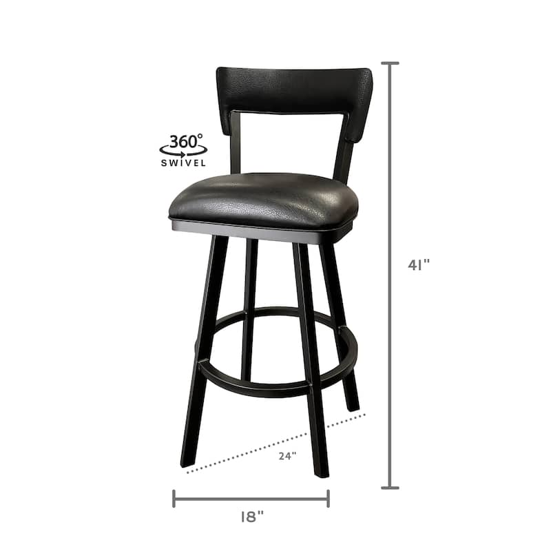 Tempo Furniture Hilton Swivel 26" Counterstool/30" Barstool Pebblestone Metal Finish & Black Polyurethane by Furnish Theory