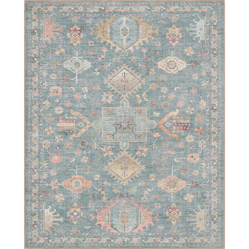 Well Woven Apollo Serapi Delhi Floral Medallion Low Pile Easy Care Rug