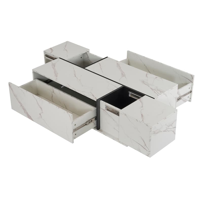 47.2" MDF Coffee Table with Sliding Top and Hidden Storage for Living Room