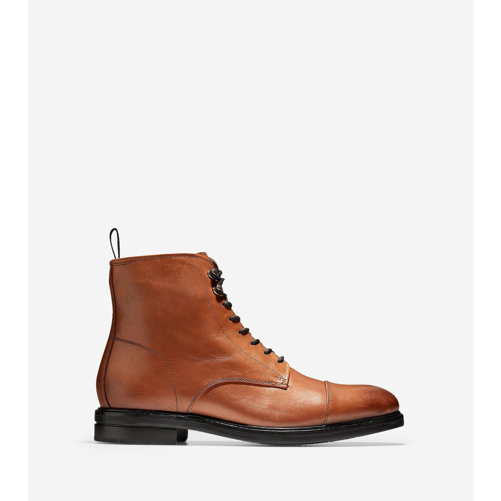 mens brown leather cap toe boots