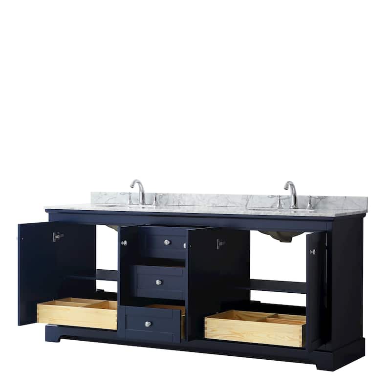 Avery 80-inch Double Vanity, Marble Top, Oval Sinks, No Mirror