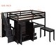 preview thumbnail 42 of 55, Space-Saving Loft Bed with Storage Stairs & Two Drawers, Wooden Full Bed Frmae wiht Shelves Wardrobe, Movable table & Side Desk