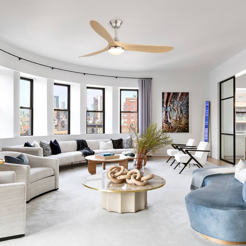 60 Inch Ceiling Fan with Lights, 3 ABS Fan Blades, Quiet Energy Efficient DC Motor, Smart App & Remote Control - 60 Inches