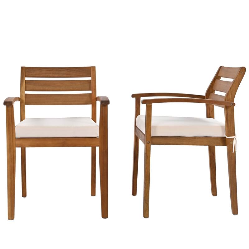 Outdoor Wood Dining Set For 7-8 Person with Removable Cushions, Ergonomic Chairs & Bench