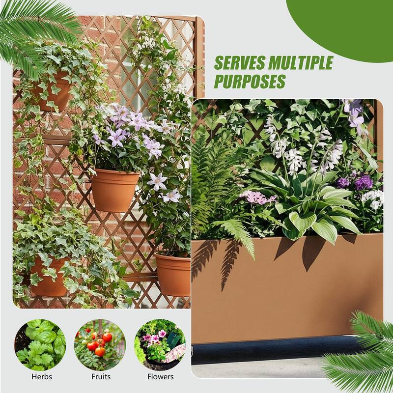 Raised Garden Bed Planter with Trellis Movable Planter Box with Lockable Wheels