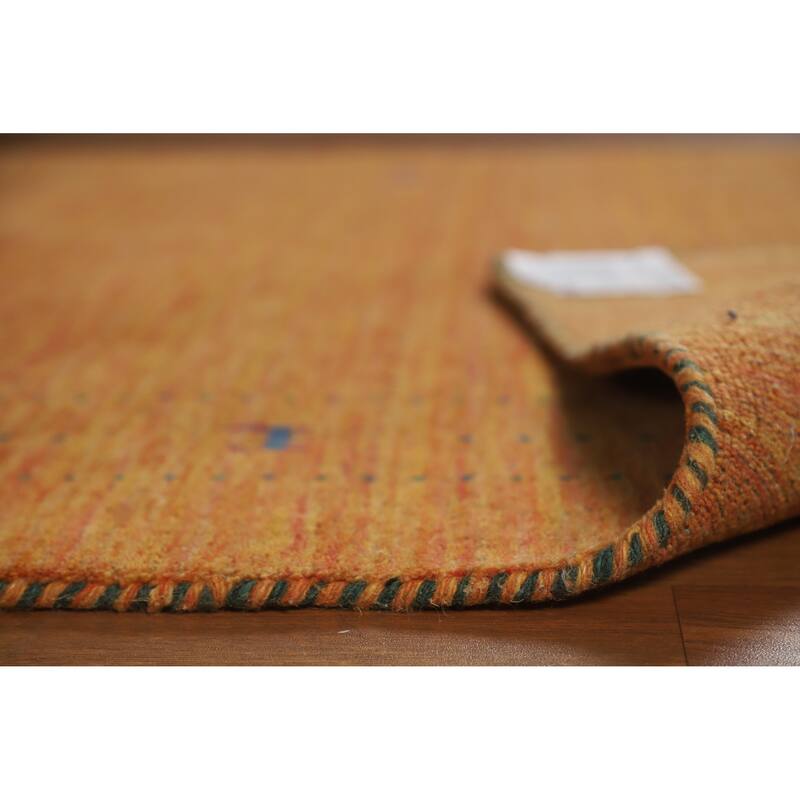 Hand Knotted Oriental 100% Wool Carpet Tribal Animal Pictorial Oranges & Rust Gabbeh Area Rug - 7' 7'' X 4' 11''