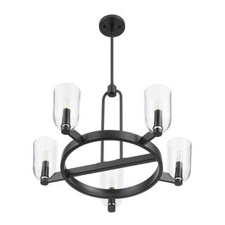 Prominence Home Hansley 5-Light Matte Black Chandelier with Clear Glass - 25.5