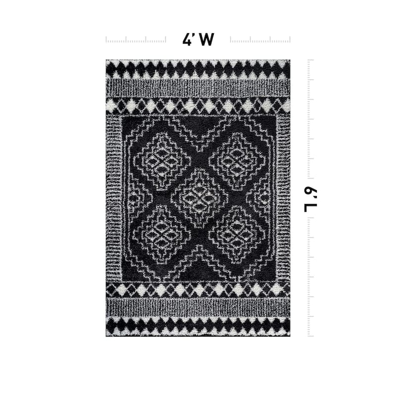 Geometric Shag Rug - Anthracite Dark Gray - Durable Rug for Living Room, Bedroom, or Entryway - Easy to Maintain