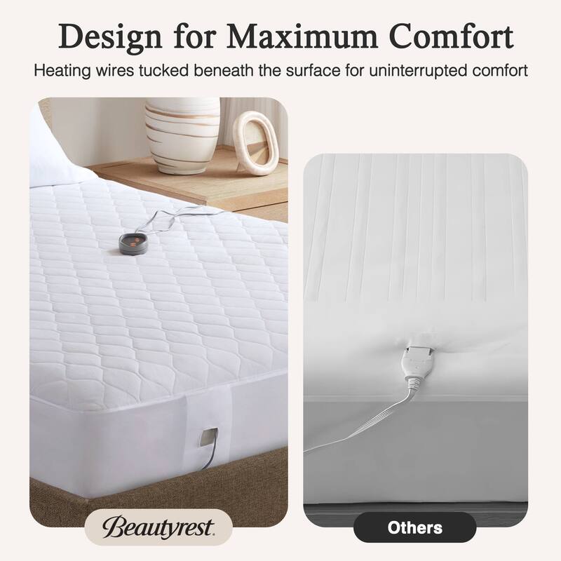 Beautyrest Cotton Blend Heated Mattress Pad - White