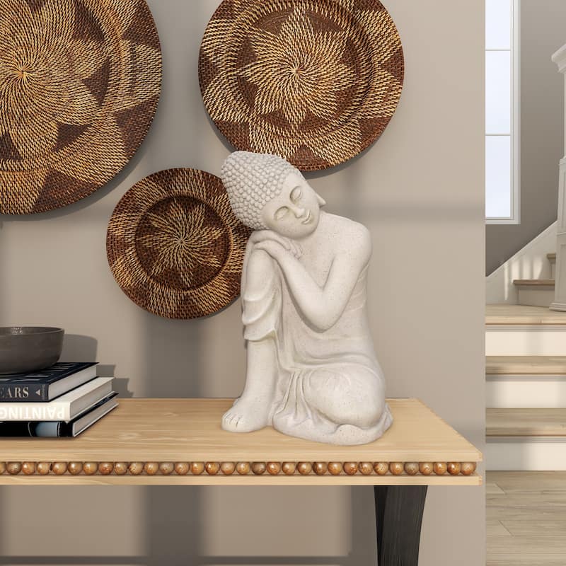 Magnesium Oxide Buddha Indoor Outdoor Meditating Garden Sculpture - Gray - Roche River Decor