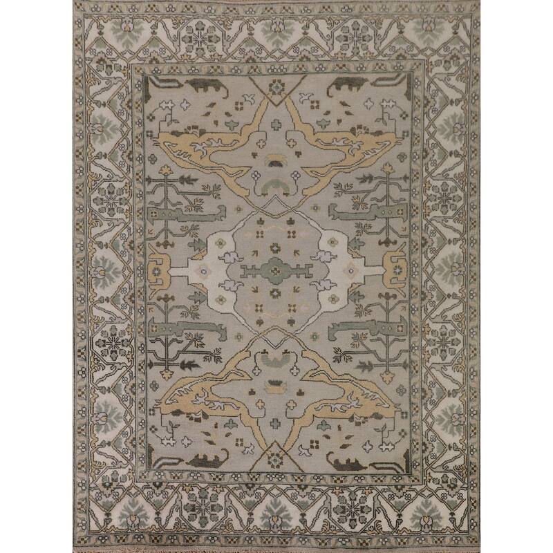 Al-Over Oushak Indian Area Rug Handmade Wool Carpet - 8'0"x 9'9"