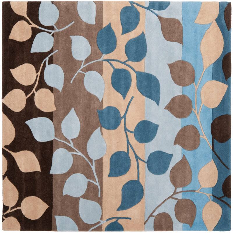 SAFAVIEH Handmade Soho Joi Garden N.Z. Wool Rug - 6' Square - Brown/Blue
