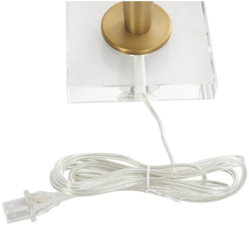 Gold Metal Inverted Cone Shaped Room Accent Lamp with Glass Ball Accent and Square Base