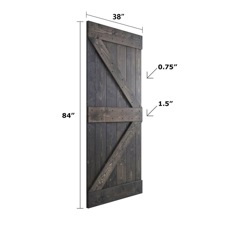 Coast Sequoia 38in x 84in K Series Pine Wood Sliding Barn Door With Hardware Kit