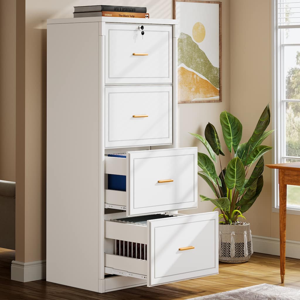 4 Drawer File Cabinet, Vertical Filing Cabinet With Lock