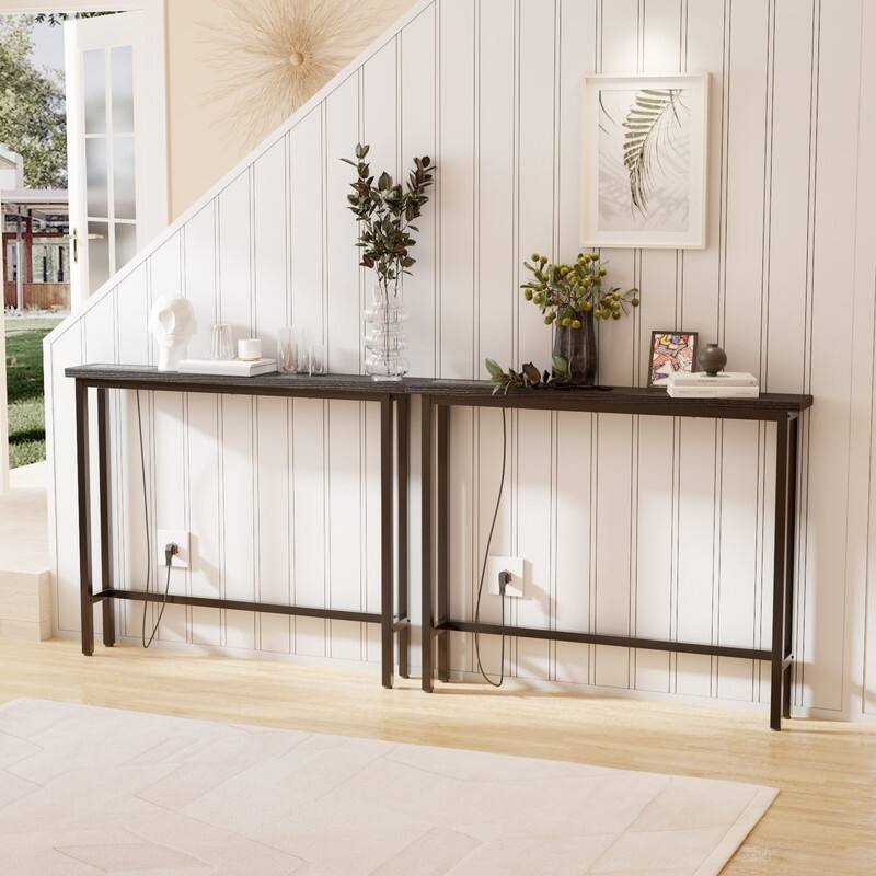 VINGLI 2-piece Set Triamine + Iron 200 * 15 * 79cm with Power Strip Foyer Table
