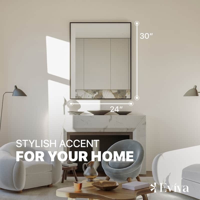 Eviva Black 24" x 30" Rectangular Black Metal Framed Mirror