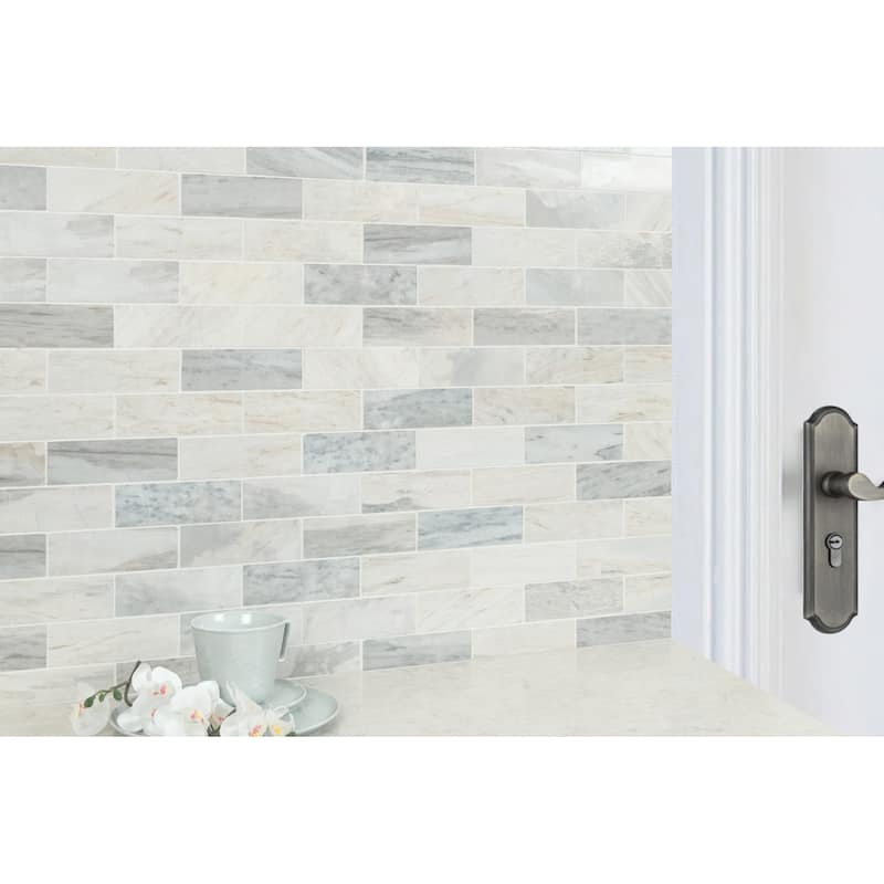 Ackland AKM-S-2X6SWP-CA 12" x 12" Marble Subway Floor and Wall Tile -