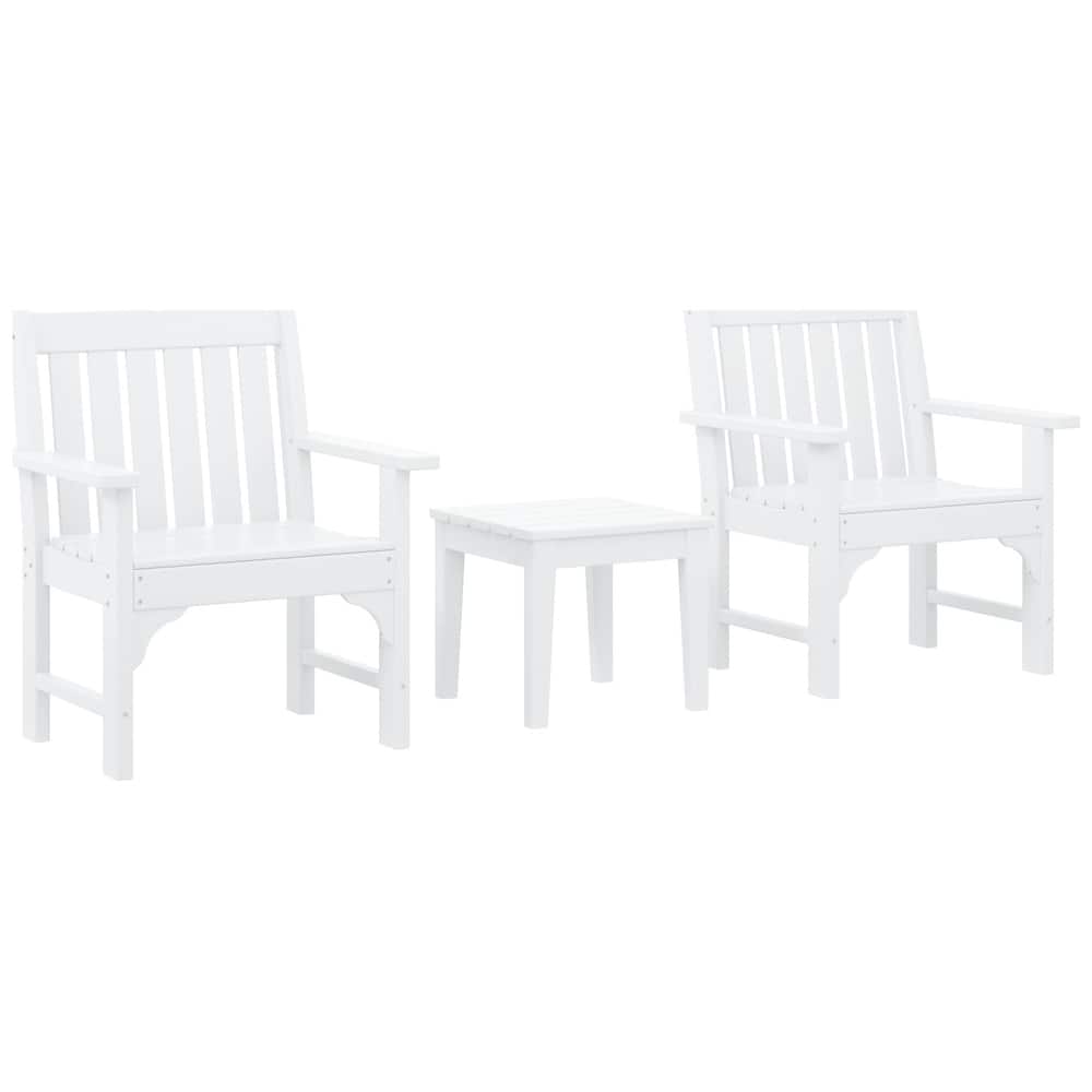 Laguna Outdoor Patio 3-Piece Garden Arm Chair Conversation Set With Side Table
