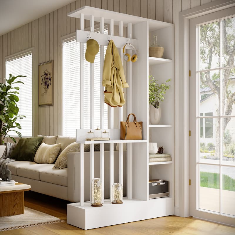 71" Modern Wall Room Divider for Home & Office Decorative - White