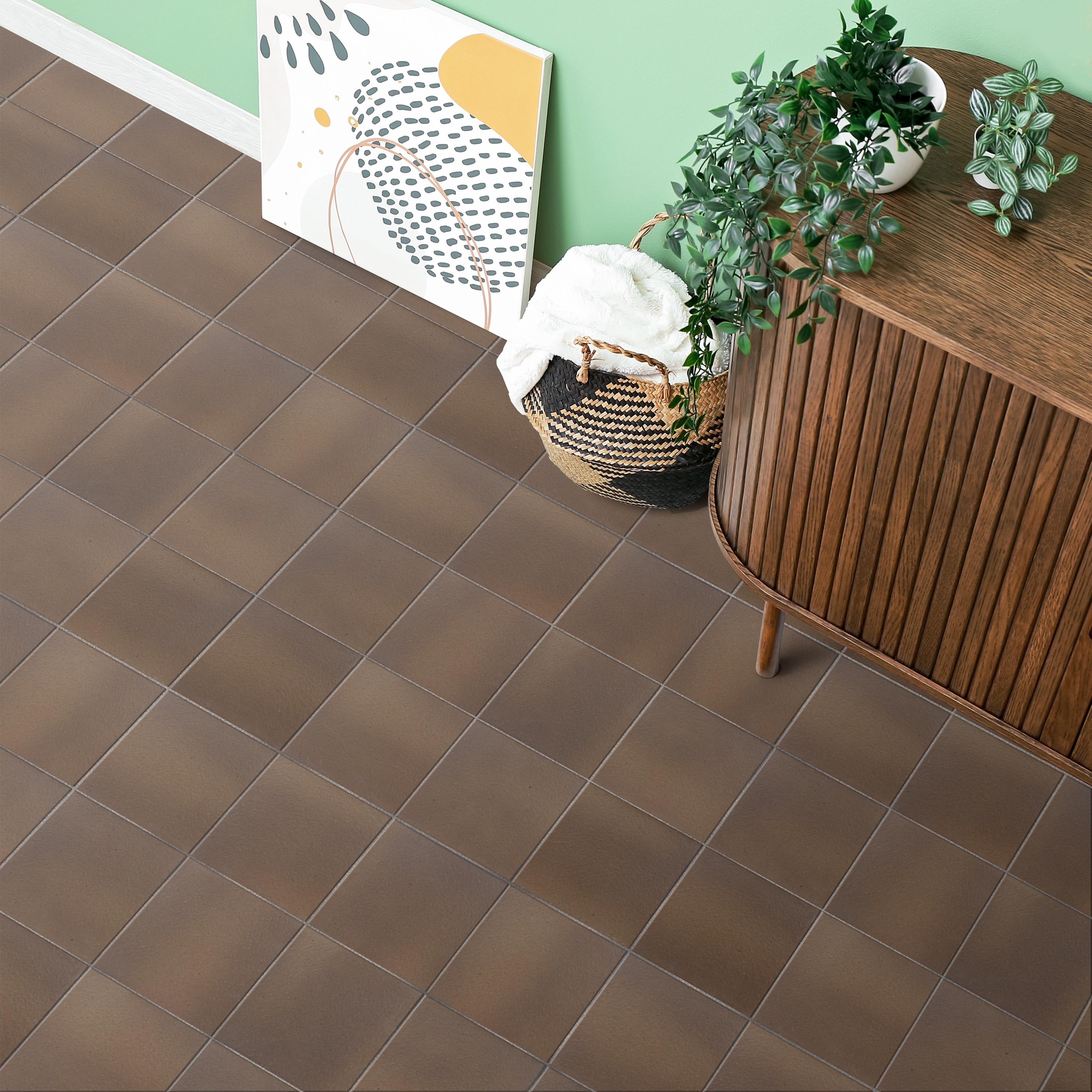 Merola Tile Quarry Flame Brown 5-7/8" x 5-7/8" Ceramic Floor and Wall Tile