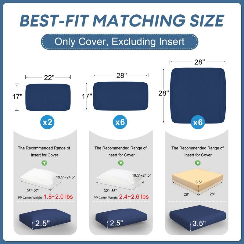 FINCATI 28" × 28" Outdoor Cushion Cover, Sofa Cushion Replacement Slipcover, Patio Seat Cover 28 Inches (COVER ONLY!)