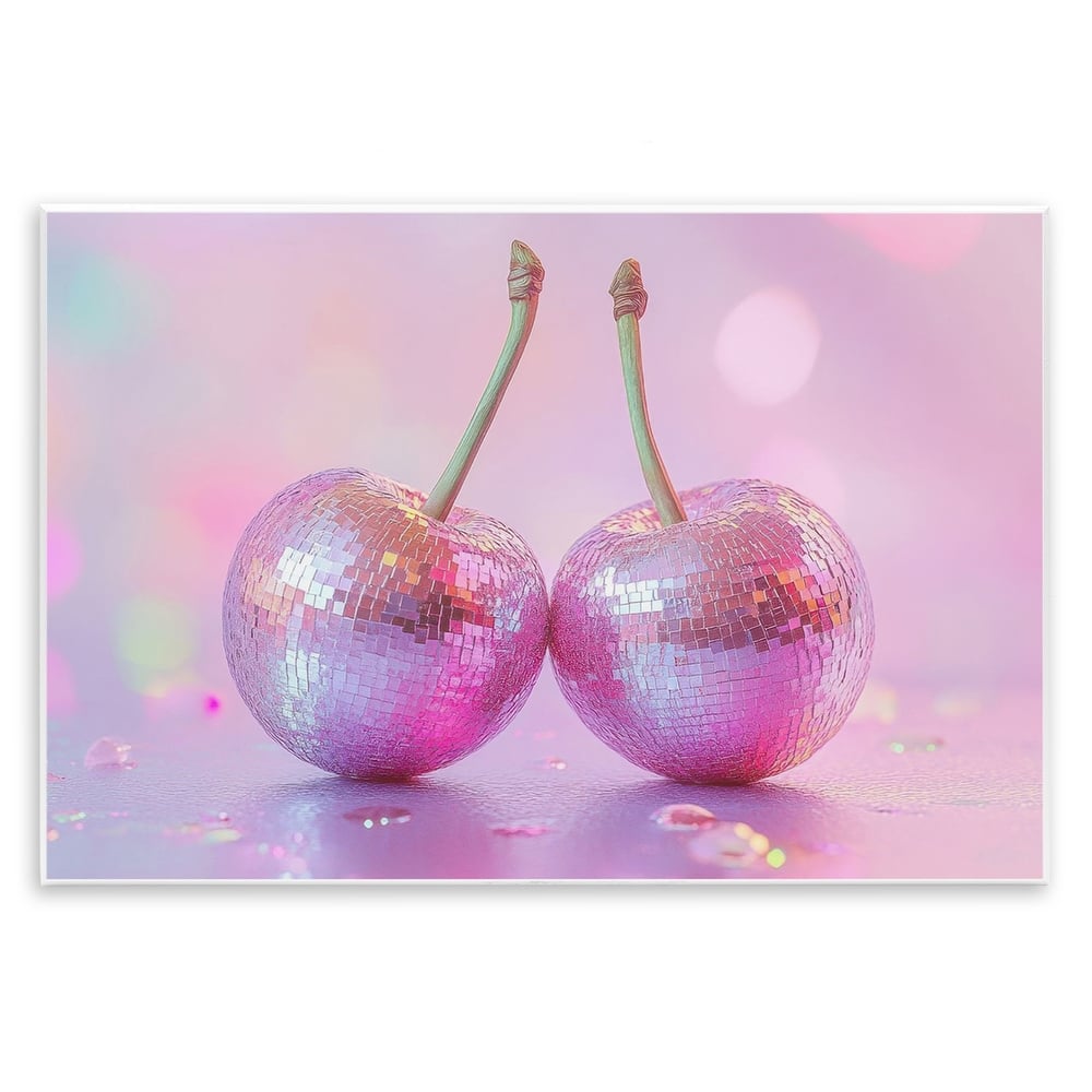 Stupell Pastel Shine Disco Cherries Wall Plaque Art Design By LSR Creative Studio
