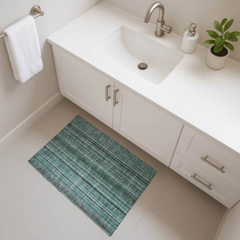 Premium Washable Super Soft Striped Mayfield Rug - Teal - 1'8" x 2'6"