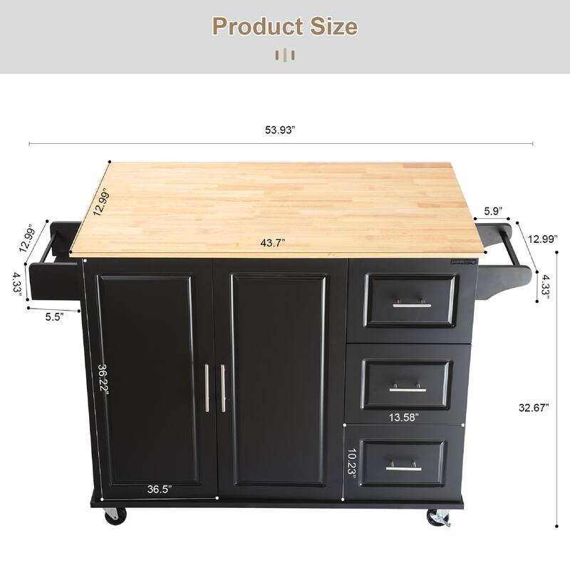 Rolling Kitchen Cart with Drop Leaf, Mobile Kitchen Island with Towel