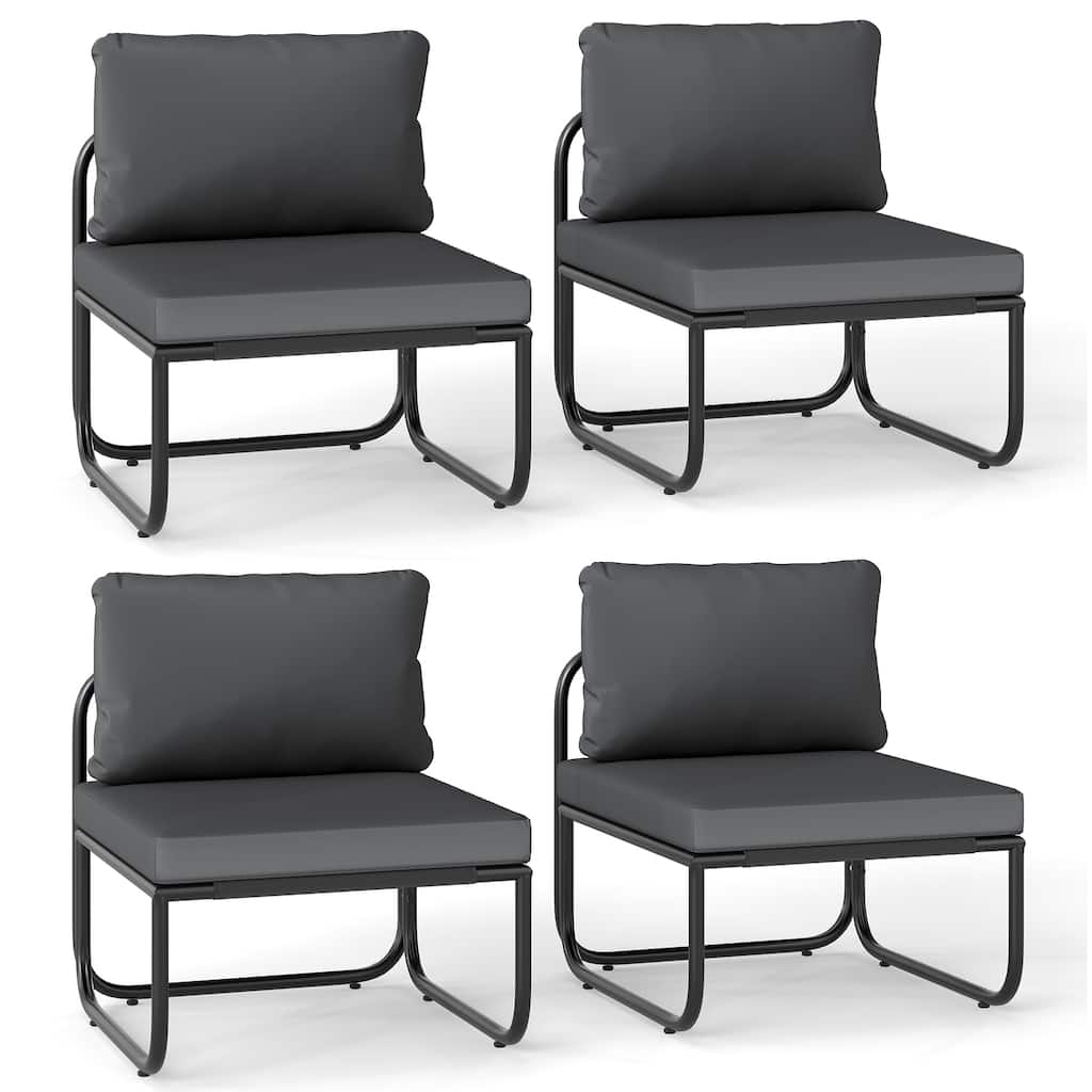 Gymax Patio Chairs Set of 4 w/ Removable Cushions Heavy Duty Metal