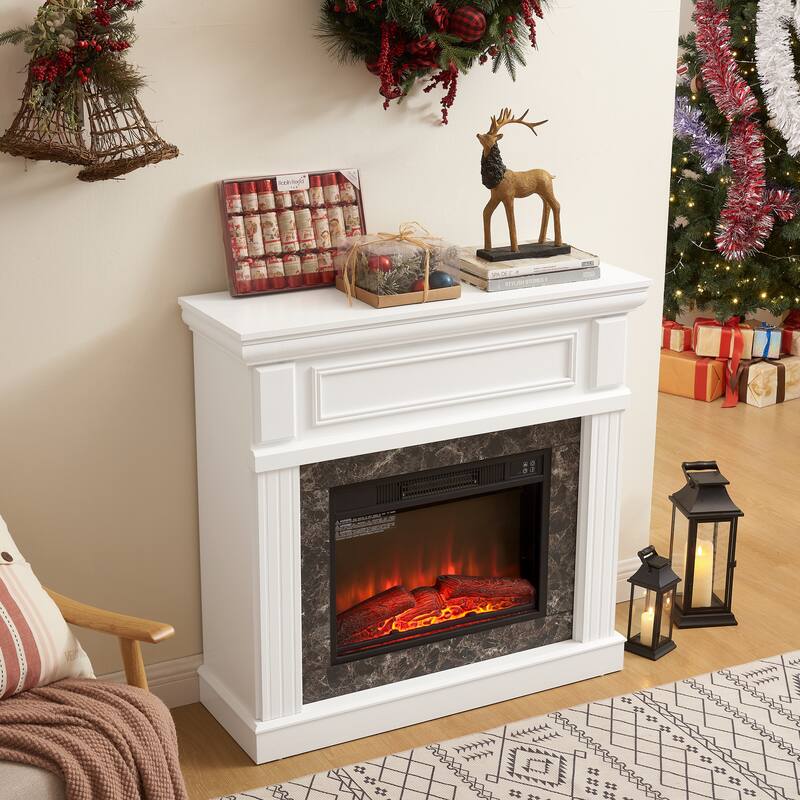 Electric Fireplace with Mantel,fireplace mantel surround with 23" Fireplace Insert, Adjustable Flame, Remote Control