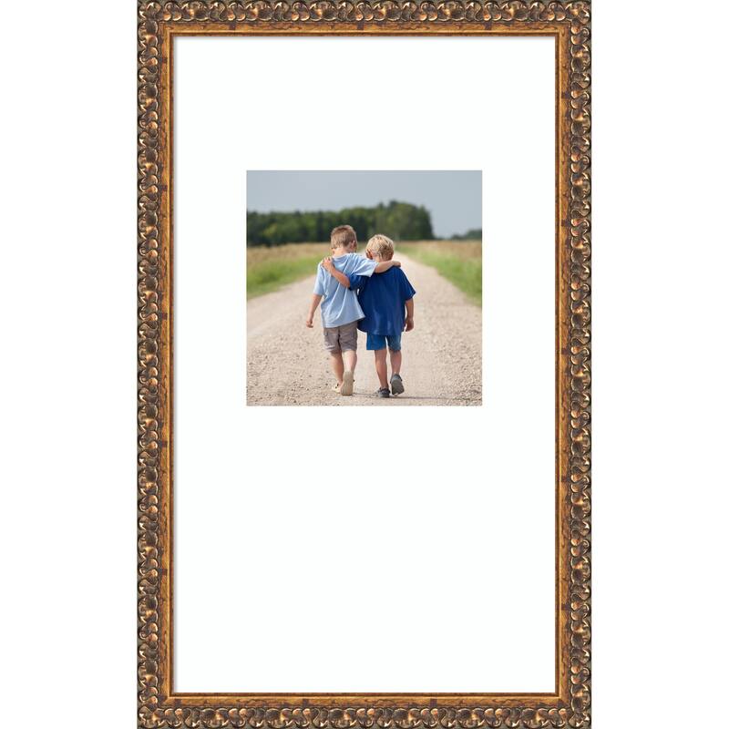 Antique Bronze Framed Picture Frame, Photo Frame - 13x22 Matted White 8x8