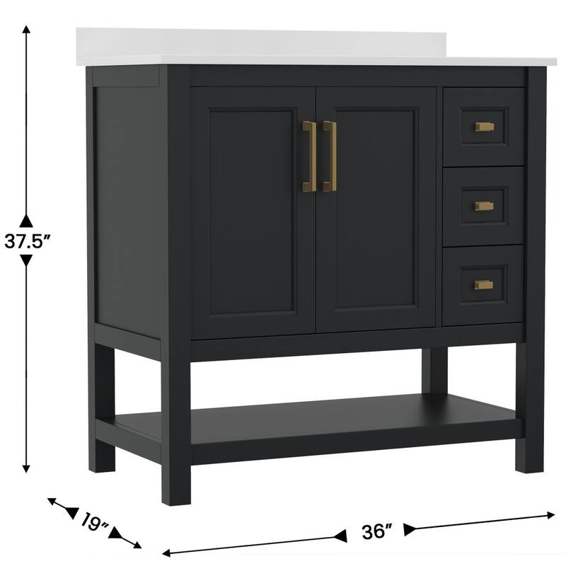 Bathroom Vanity with Sink, Open Storage, and Storage Drawers