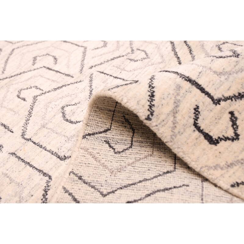 ECARPETGALLERY Hand Loomed Loreto Cream Viscose, Wool Rug - 4'1 x 5'11