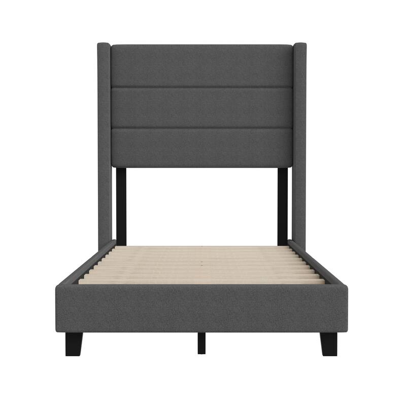 Upholstered Platform Bed with Wingback Headboard