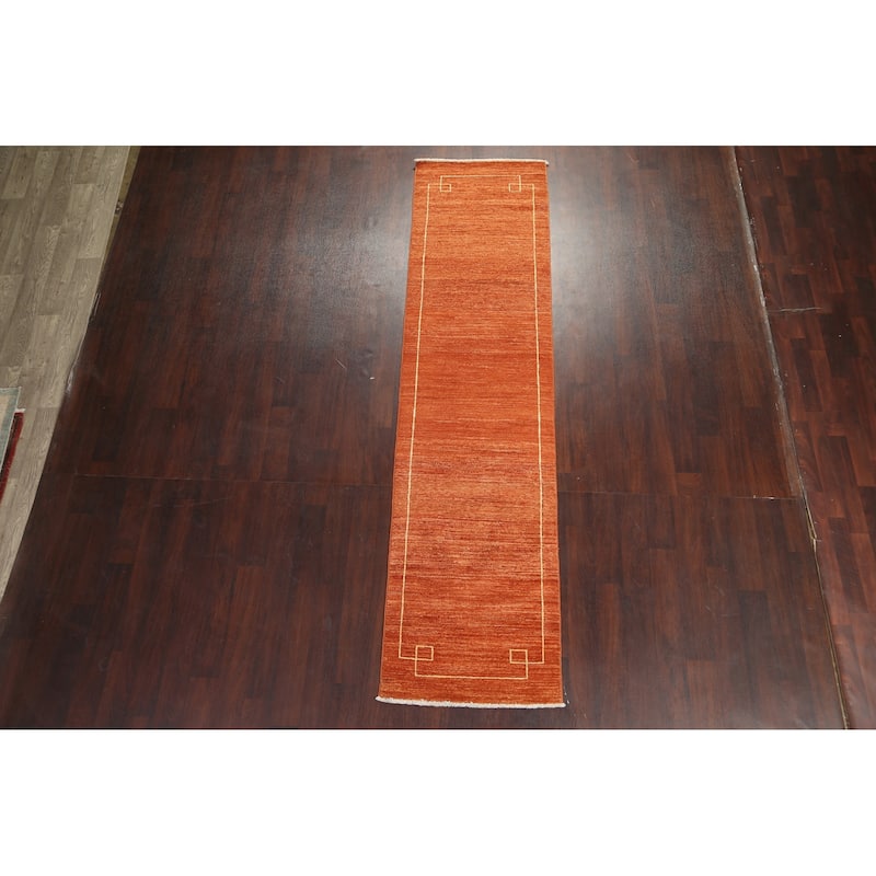 Contemporary Oriental Gabbeh Kashkoli Runner Rug Handmade Wool Carpet - 2'7" x 10'4"