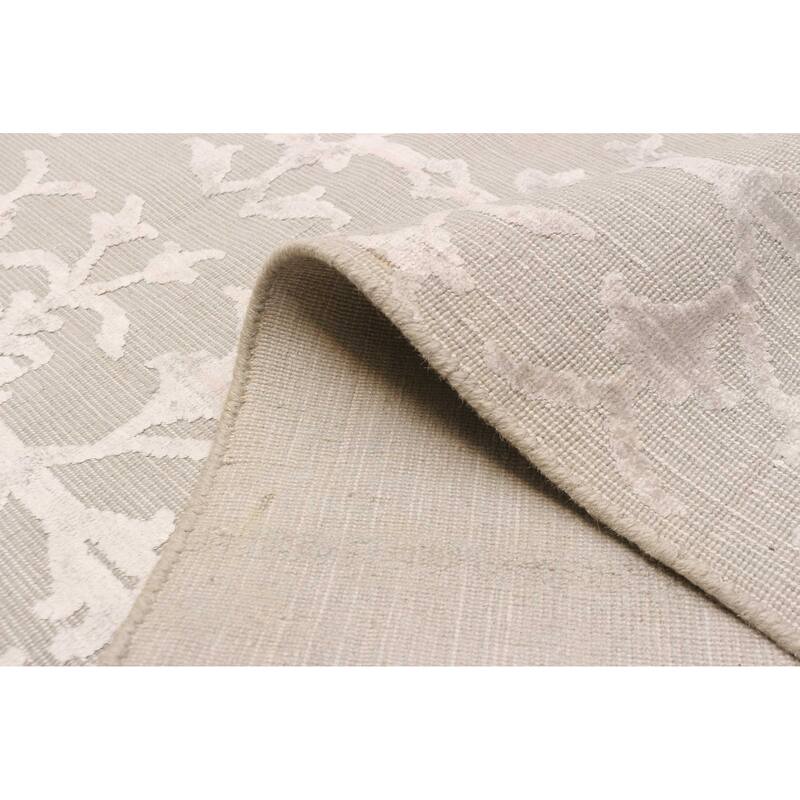 ECARPETGALLERY Hand Loomed Elysian Light Khaki Viscose, Wool Rug - 5'7 x 8'3