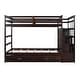 preview thumbnail 20 of 71, Space-Saving Bunk Bed with Twin Trundle and Stairs, Wood Bunk Beds with Storage Drawers and Guardrail for Kids Teens Adults
