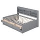 preview thumbnail 7 of 43, Full Size Wooden Captain Bed with Built-in Bookshelves, 3-Storage Drawers, and Trundle, Light Grey, Classic Style Bed Frame