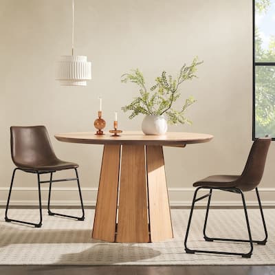 Middlebrook Designs 48 inch Round Solid Wood Pedestal Dining Table